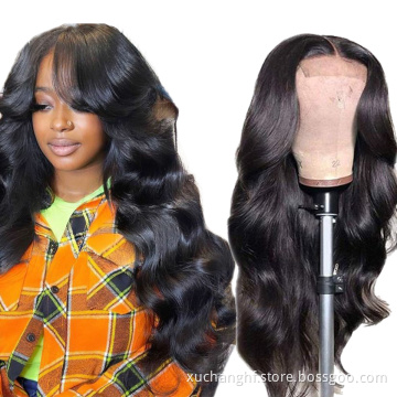 Wholesale double drawn unprocessed hd full lace wigs long bone straight human hair wig with baby hair